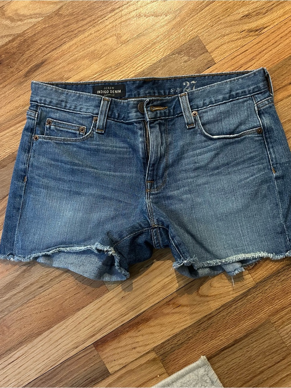 J. Crew Indigo Denim Cutoff Jean Shorts in Medium Blue